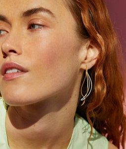 Sculptural Sterling Silver Gold Drop Earrings, Mixed Metal Statement Jewelry