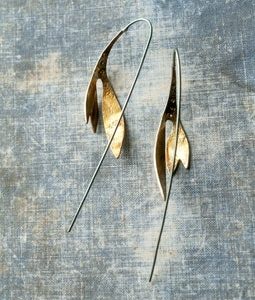 botanical sculptural earrings • organic handmade artisan jewelry, contemporary mixed metal jewellery