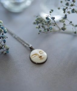 Moon with face necklace / whimsigoth jewelry / celestial pendant / man in the moon / moon necklace / goth jewelry / witch necklace