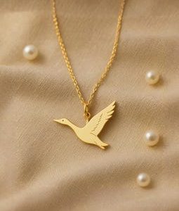 Sterling Silver Goose Necklace | Minimalist Flying Bird Pendant