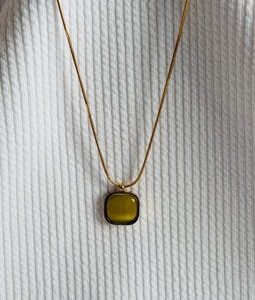 Olive citrine necklace, minimalist pendant necklace, soft green gemstone, gift for her, birthday gift