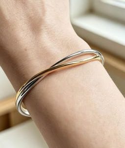 Entwined Two-Tone Open Bangle Bracelet